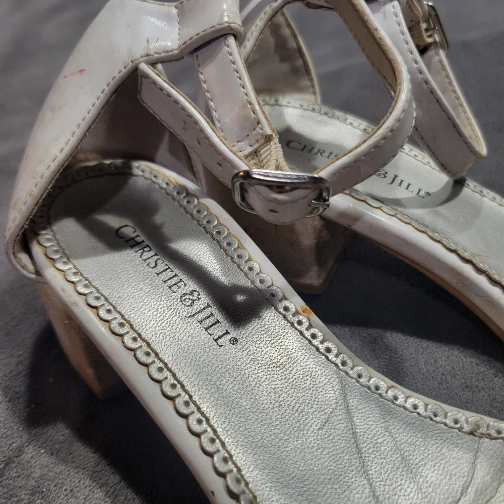 Christie & Jill Mallory Girls‎ White Glitter Block Heel Dress Sandals Size 13M